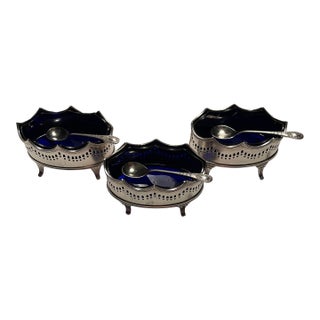 1930s Set of Three Silverplate Master Salts For Sale