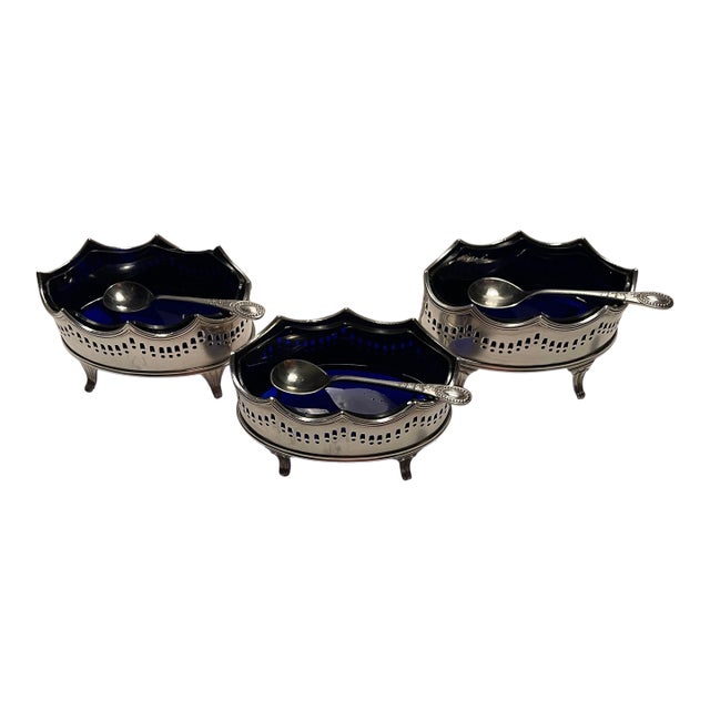 1930s Set of Three Silverplate Master Salts For Sale