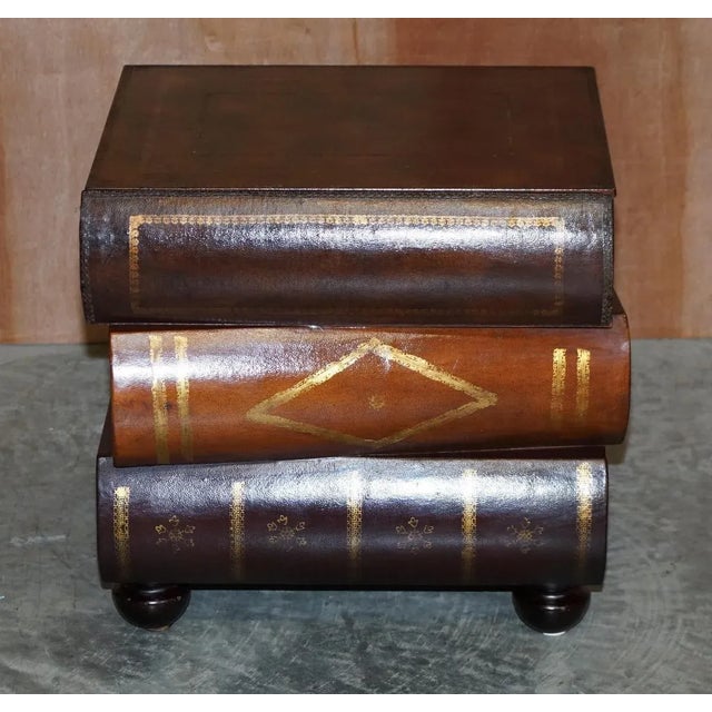 Leather Bound Side Tables with Drawers, Set of 2 For Sale - Image 3 of 18