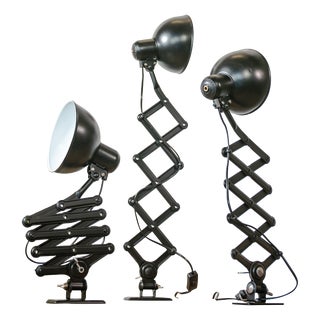 Bauhaus 6718 Scissor Lamp in Satin Black by Christian Dell from Kaiser Idell, 1930s, Set of 3 For Sale