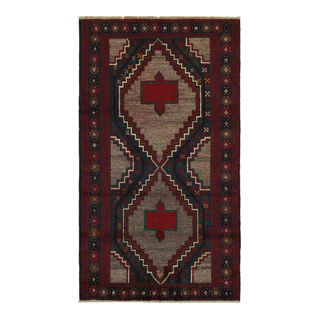 1950s Vintage Baluch Tribal Rug in Navy Blue With Medallions, From Rug & Kilim For Sale