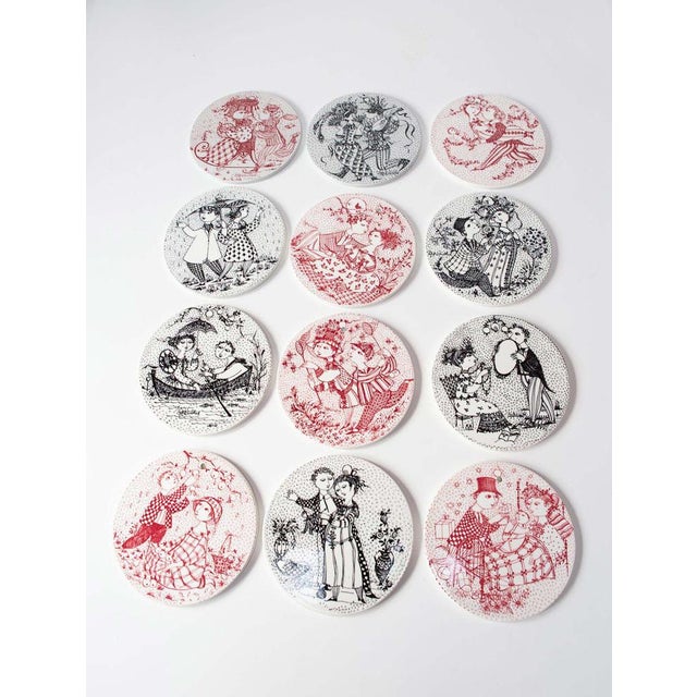 Vintage Danish Calendar Plates by Bjørn Wiinblad, 1970s, Set of 12 For Sale - Image 4 of 7