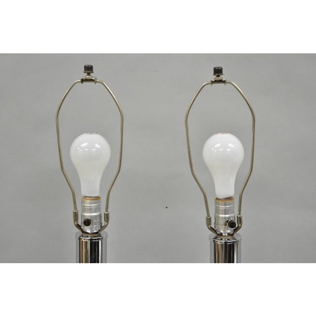 Vintage Mid Century Modern Chrome Ball Column Space Age Table Lamps - A Pair For Sale - Image 4 of 10