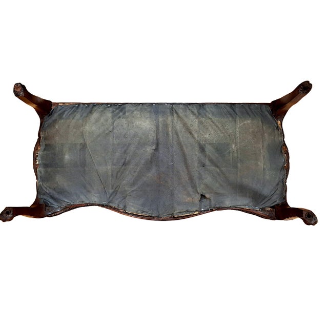 19th-Century French Carved Mahogany and Mohair Bench For Sale - Image 12 of 12