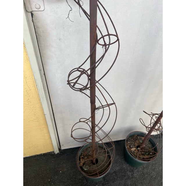 Vintage Iron spiral natural rust obelisk climbing plant support garden frame pyramids. Iron and Metal 5 foot Tall Garden...