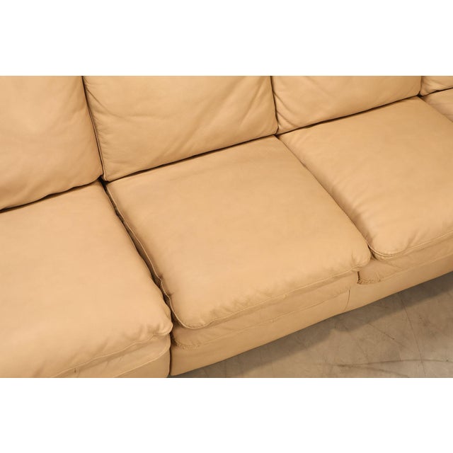 Italian Made Leather Sectional Sofa With Chaise For Sale - Image 9 of 18