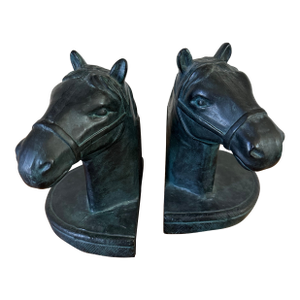 Vintage 1970’s Plaster Horse Head Bookends -a Pair