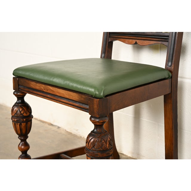 Berkey & Gay Antique English Jacobean Carved Walnut Dining Chairs, Set of Four For Sale - Image 9 of 15