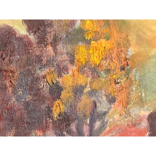 1930s c.1938 American Autumn Harvest Landscape Painting Oil on Board Signed p.a. Meyer For Sale - Image 5 of 9