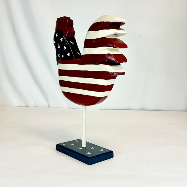 Ruby Red 1980s Vintage Arts & Crafts Americana Painted Wooden Chicken Figural For Sale - Image 8 of 12