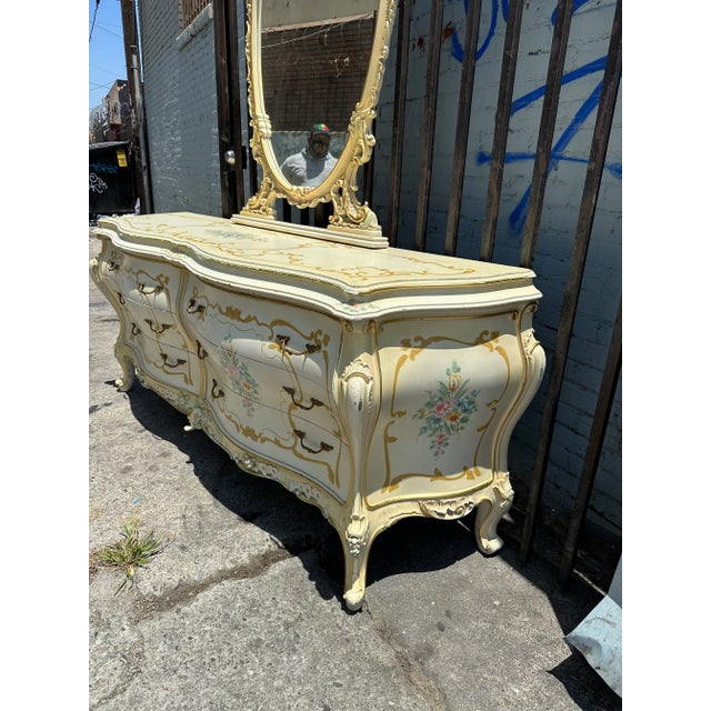 Italian Silik Mirror With Dresser 6 Drawers Italy For Sale - Image 4 of 8