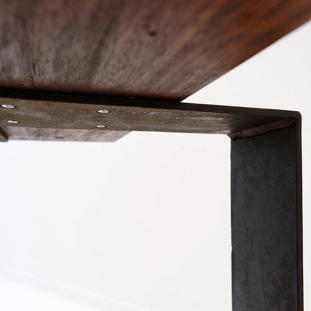 Vintage Stool in Wood and Metal in the style of Pierre Chareaus For Sale - Image 12 of 15