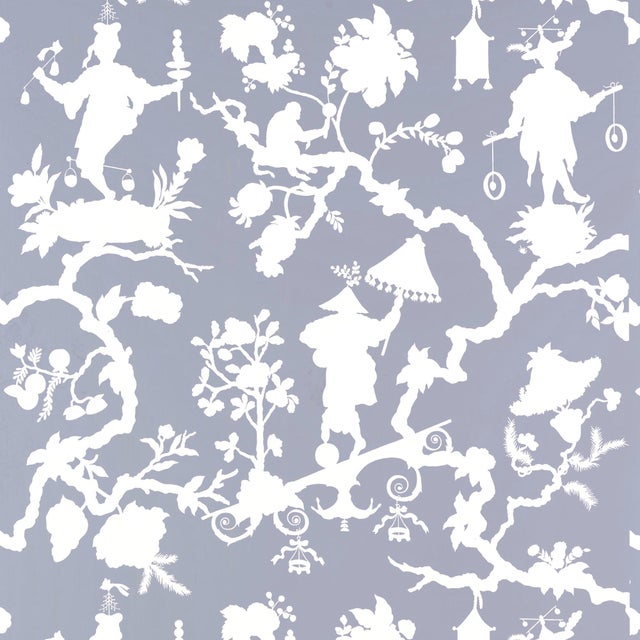 Contemporary Sample - Schumacher Shantung Silhouette Print Wallpaper in Wisteria For Sale - Image 3 of 3