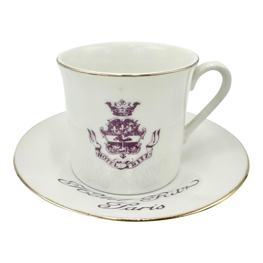 Vintage Ritz Paris Hotel Porcelain Demitasse Cup & Saucer | Chairish