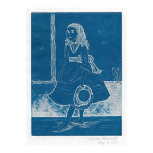 1982 Mariko Braswell Cyan Etching of a Girl