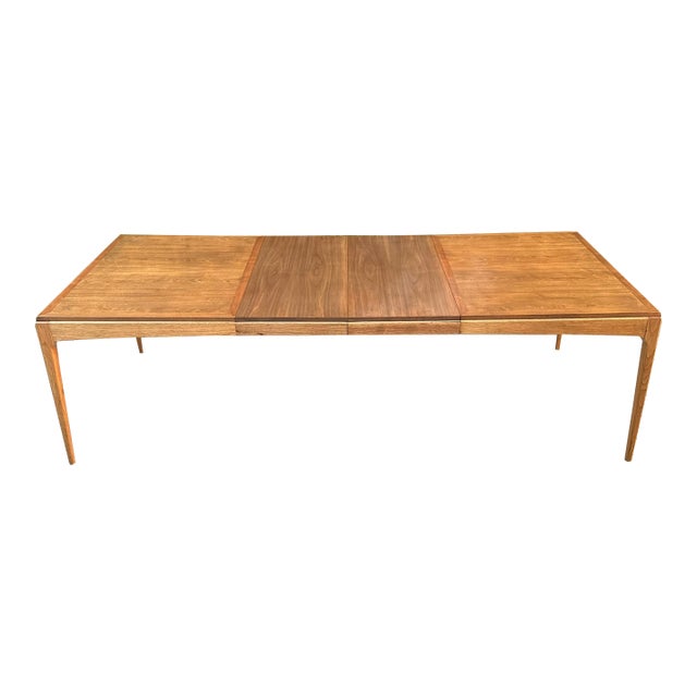 1960s Restored Mid Century Lane Rhythm Walnut Dining Table With Two Leaves For Sale