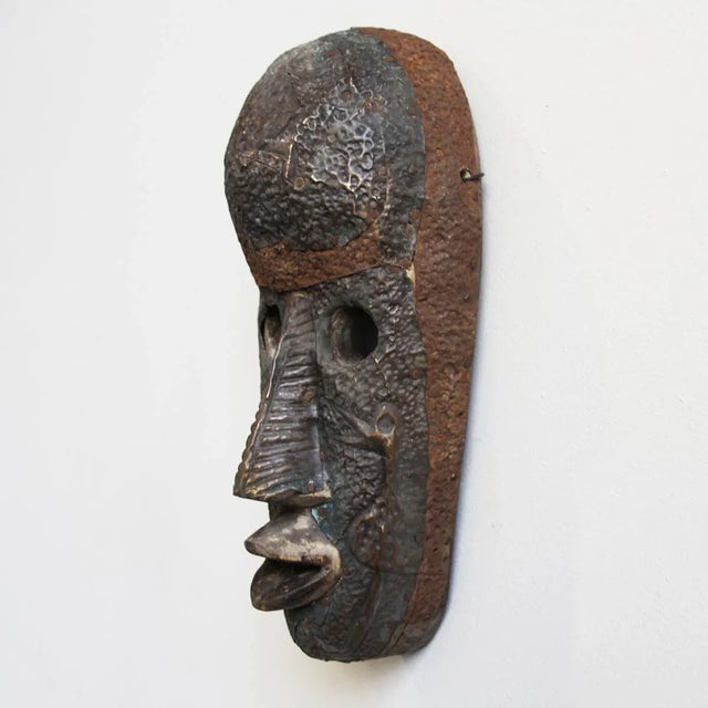 Vintage Marka Bamana traditional metal work brass nickel copper and tin tribal mask. Great patina and hand hammered...