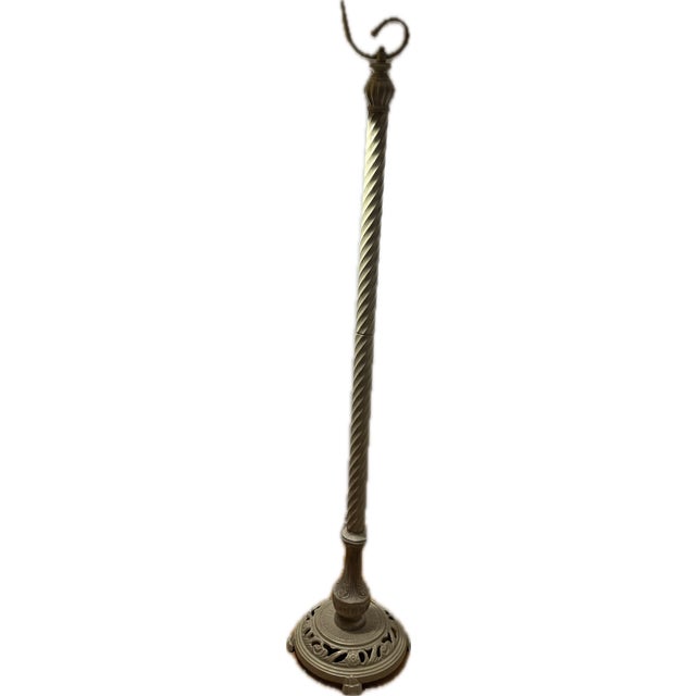 Spanish Revival Vintage 1920s Spanish Revival Barley Twist Cast Iron Bridge Floor Lamp For Sale - Image 3 of 14