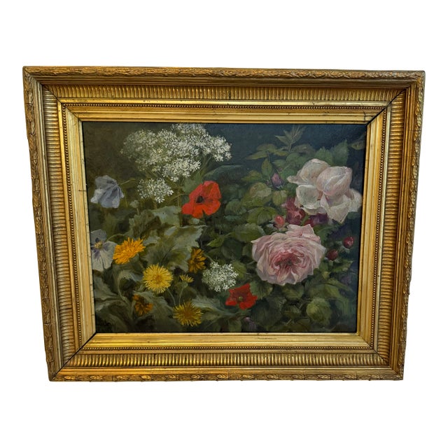 Early 20th Century Beautiful Still Life Painting - Lovely, Decorative Flowers and Colors For Sale