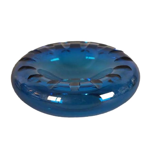 Mid-Century Scandinavian Blue Glass Bowl For Sale