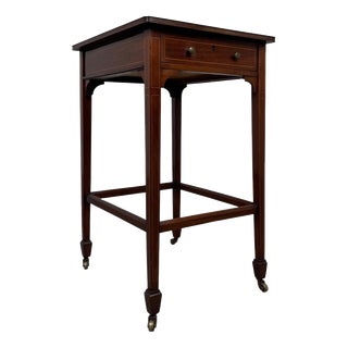 19th Century English Mahogany Side Table with Satinwood Inlay For Sale