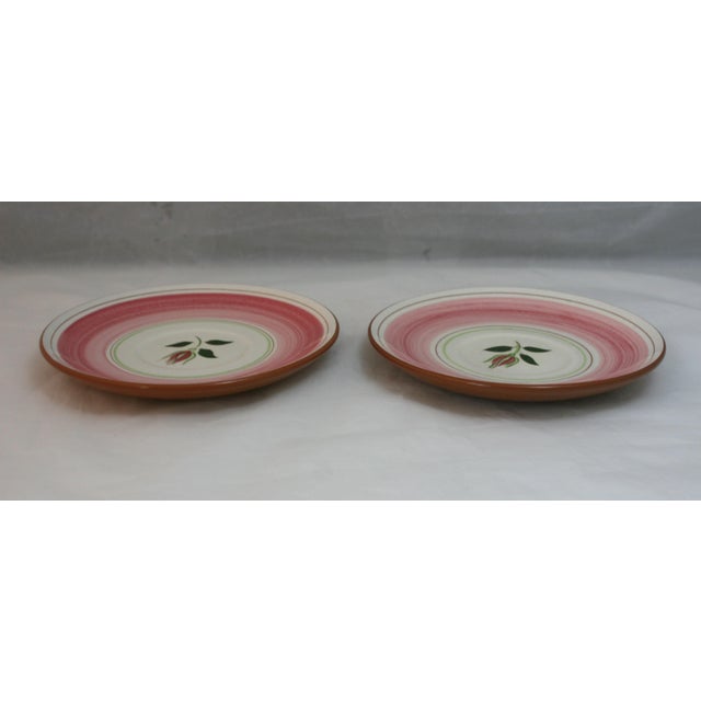 Ceramic Mid Century Stangl Pottery Wild Rose Saucer Plates- Set of 2 For Sale - Image 7 of 10
