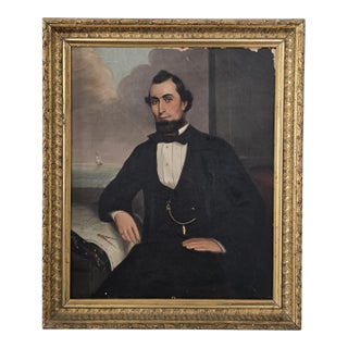 1858 English Portrait of Cain McLaughlin, Oil on Canvas, London For Sale
