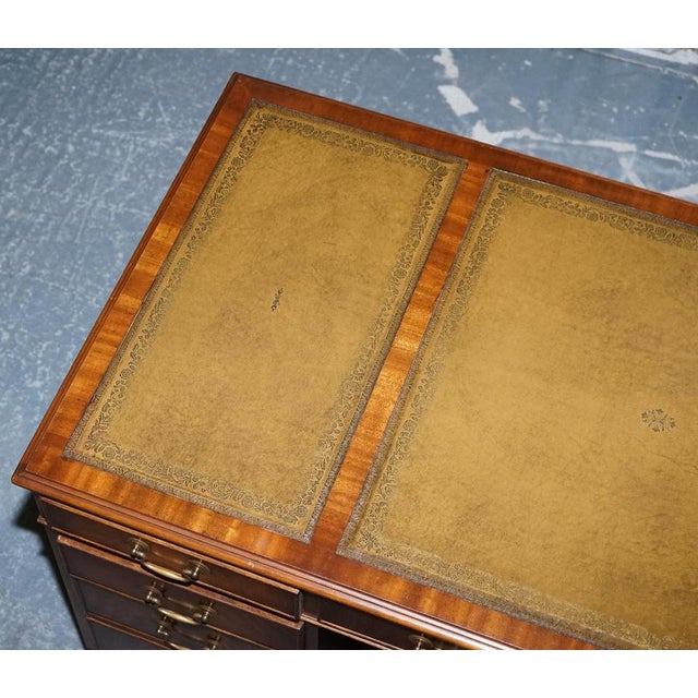 Animal Skin Vintage Pedestal Desk with Hunter Green Leather by Bevan Funnell For Sale - Image 7 of 18