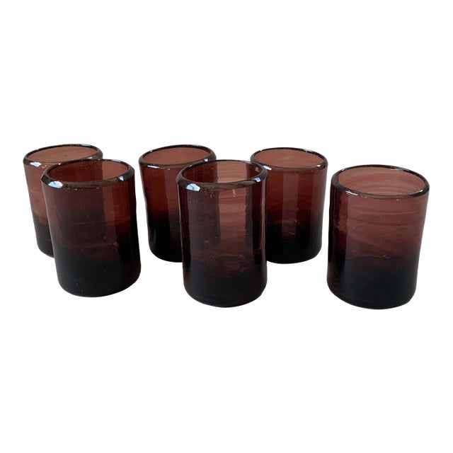 Mouth Blown Dinking Glasses - Set of 6 For Sale