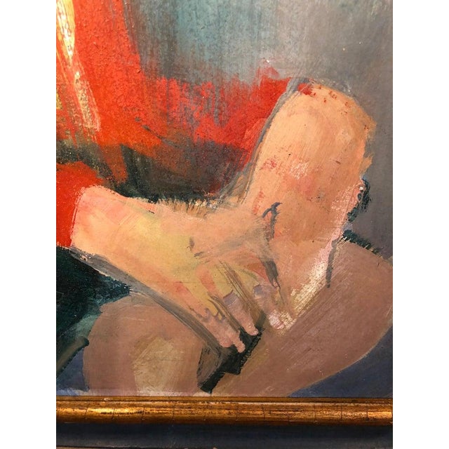 Wood Large Mid Century Portrait of a Girl For Sale - Image 7 of 12