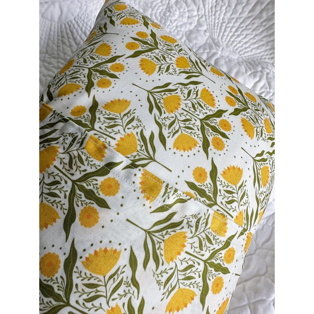 North Carolina Vintage Pennant on New Woven Floral Throw Pillow For Sale - Image 4 of 4