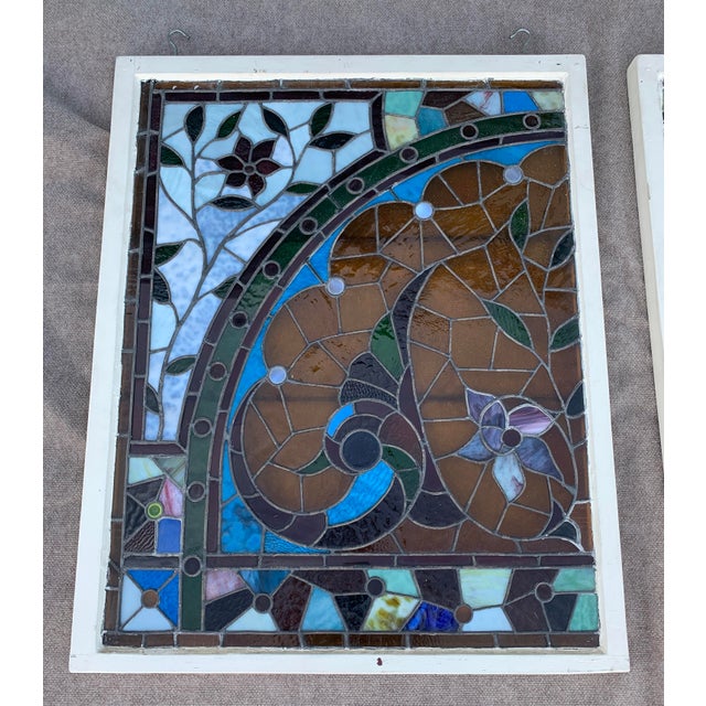 Pair of American Victorian Stained Glass Windows For Sale - Image 4 of 18
