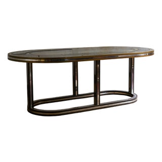 Large Glass and Brass Table, 1970s For Sale