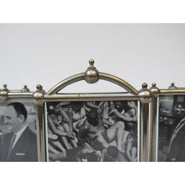 Art Nouveau Nickel Plated Picture Frame for 5 Photos For Sale - Image 13 of 18