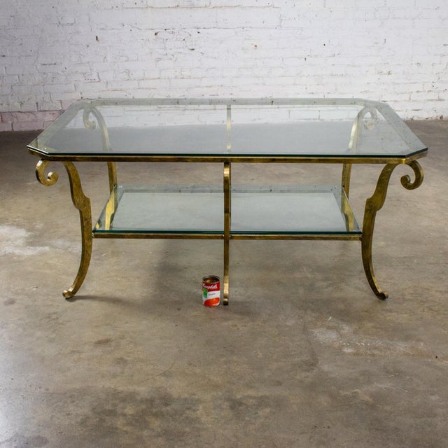 Late 20th Century Hollywood Regency to Neoclassical Style Monumental Coffee Table Gilded Welded Steel Tube Frame For Sale - Image 18 of 18