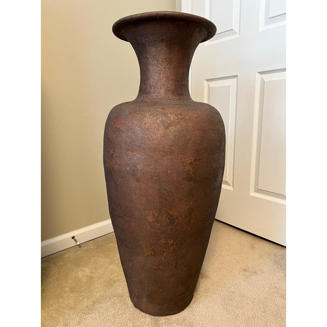 Montage Extra Large 36” Vessel “Montaage” Brand Terracotta Floor Vase in Umbria Plum Glaze For Sale - Image 4 of 10