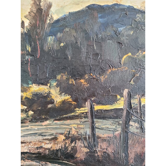 1950s Joshua Meador Vintage Oil Painting Plein Air Rural California Landscape For Sale - Image 5 of 18