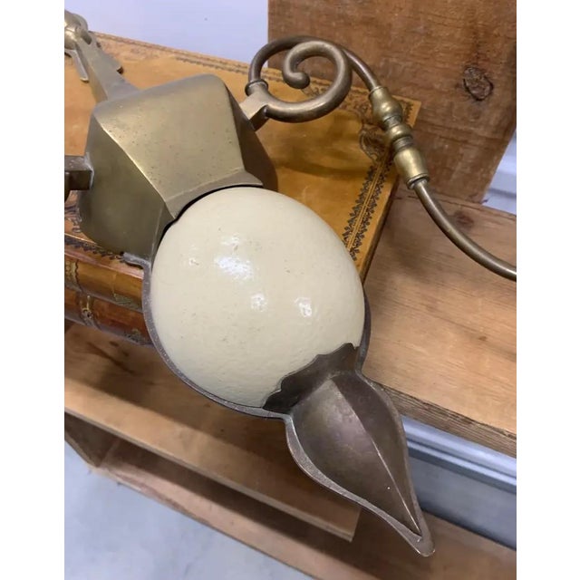 1970s Chapman Brass & Faux Ostrich Egg Sconces - a Pair For Sale - Image 10 of 10