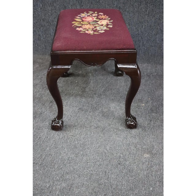 Traditional Needlepoint & Mahogany Footstool by Potthast Brothers For Sale - Image 3 of 7