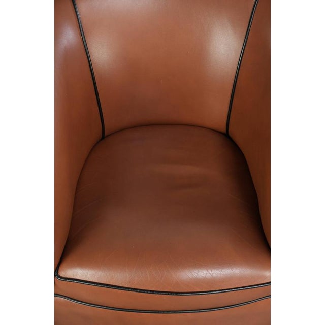 English Cowhide Leather Club Armchair For Sale - Image 6 of 14