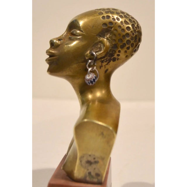 1950s Small African Bronze Female Bust Sculpture For Sale In Los Angeles - Image 6 of 8