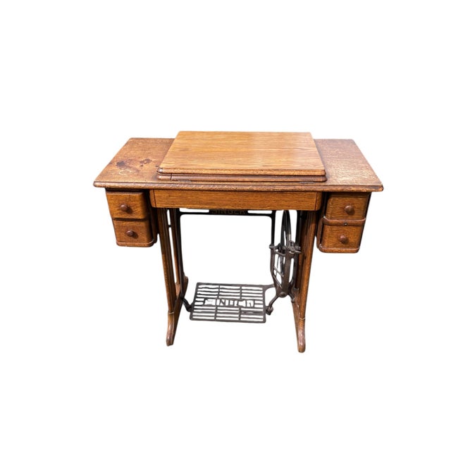 Black Vintage Singer Treadle Sewing Machine, 1950 For Sale - Image 8 of 14