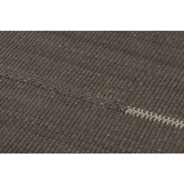 2010s Rug & Kilim's Accent Kilim, Gray Textural Stripes With Beige Accents For Sale - Image 5 of 8