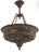 Neoclassical style pendant light made of bronze painted Edwardian style cast composition plaster, and a bronze finish...