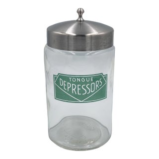 Kalon Profex Medical Apothecary Glass Tongue Depressors Storage Jar W/Lid For Sale