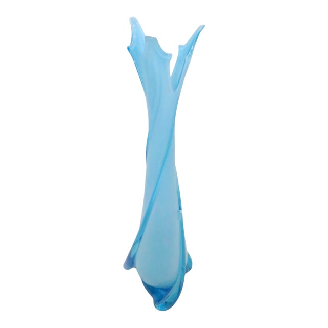Mid Century Murano Swung Art Glass Vase by Cristalleria Fratelli Betti C 1970's For Sale