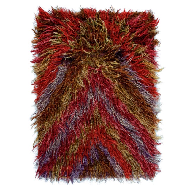 Hand-Knotted Vintage Turkish Tulu Rug in Red and Brown, Shag Pile For Sale In New York - Image 6 of 6