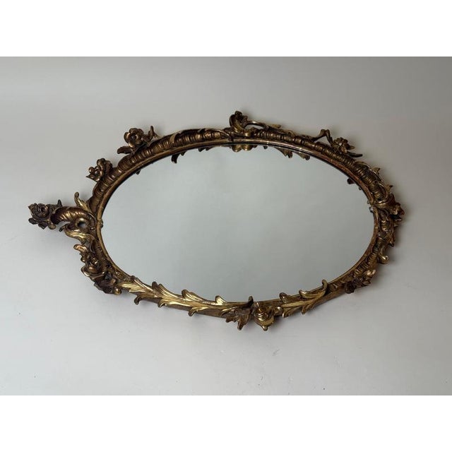 French Rococo Hand-Carved Giltwood Mirror, 19th Century For Sale - Image 5 of 18