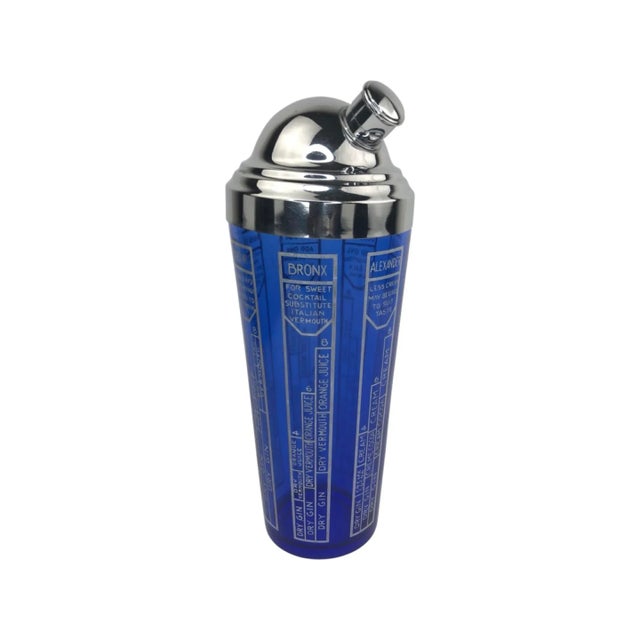 Blue Art Deco Cobalt Blue Cocktail Shaker With Classic Recipes For Sale - Image 8 of 8
