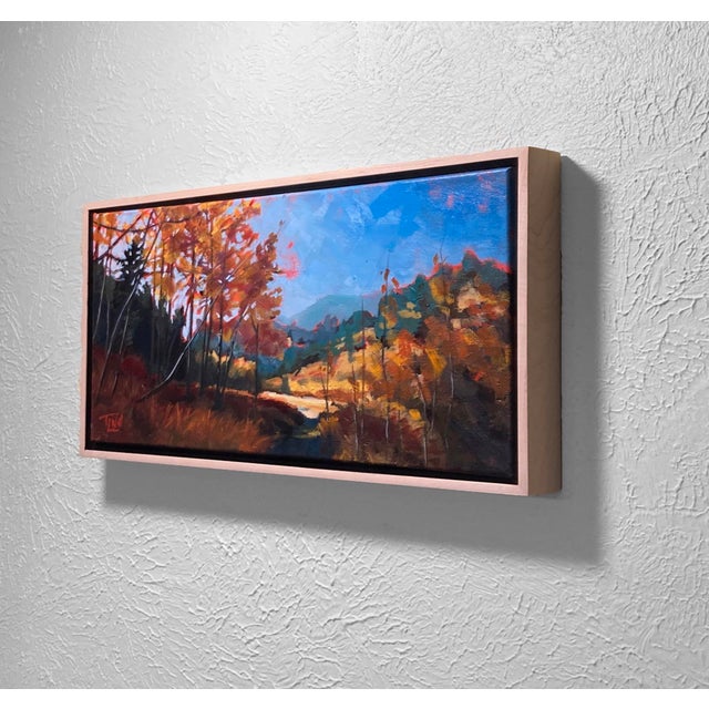 Ralston Fall by Tracy Wall | Oil on Canvas Landscape with autumn trees and a river. For Sale - Image 4 of 5